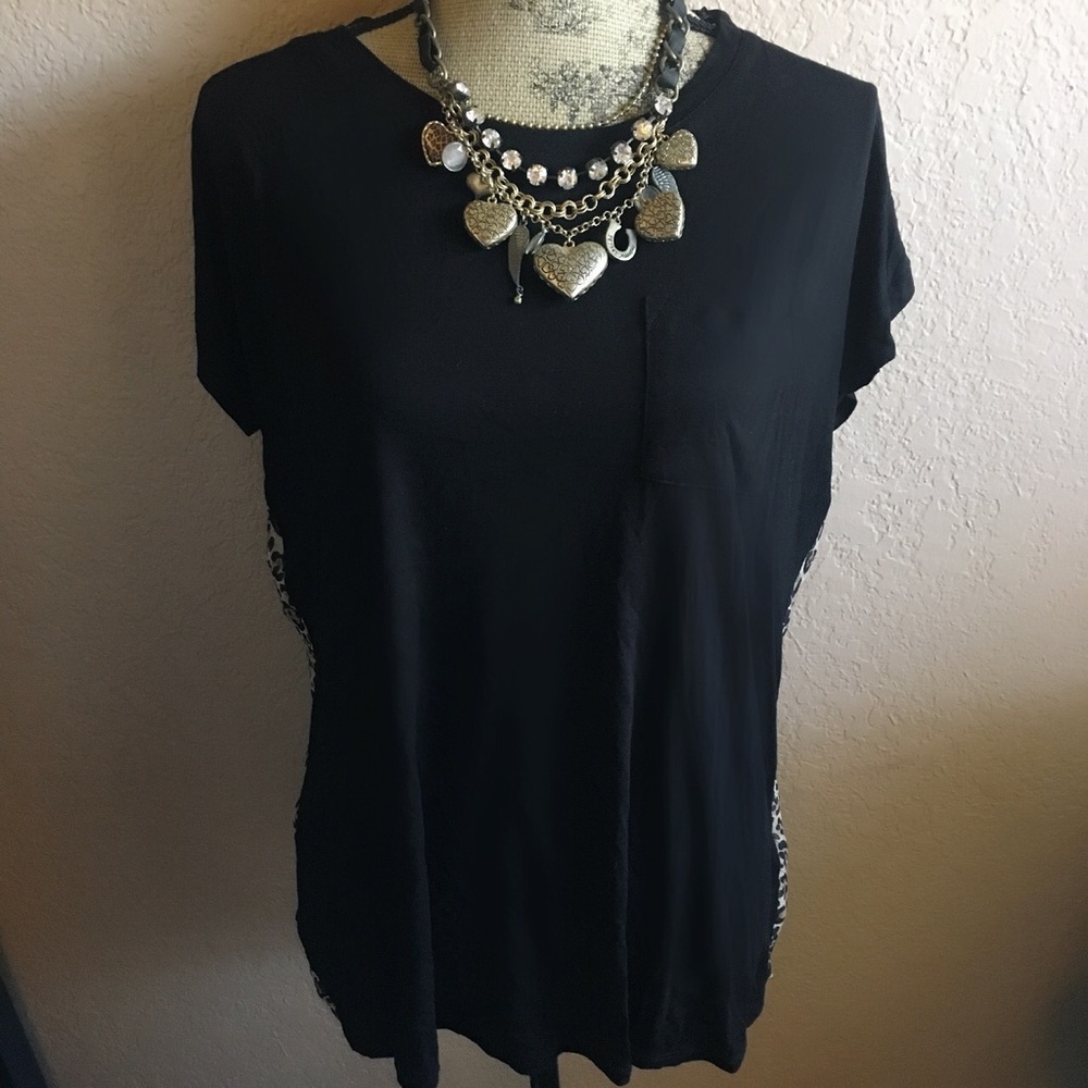 Black and cheetah print oversized T-shirt